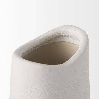 Darian Tall Textured Matte White Ceramic Vase