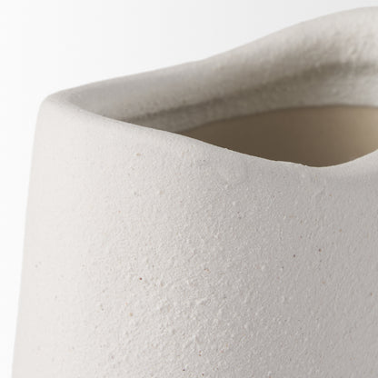 Darian Tall Textured Matte White Ceramic Vase