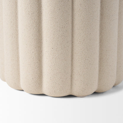Mira Tall Textured Blush Beige Fluted Ceramic Vase