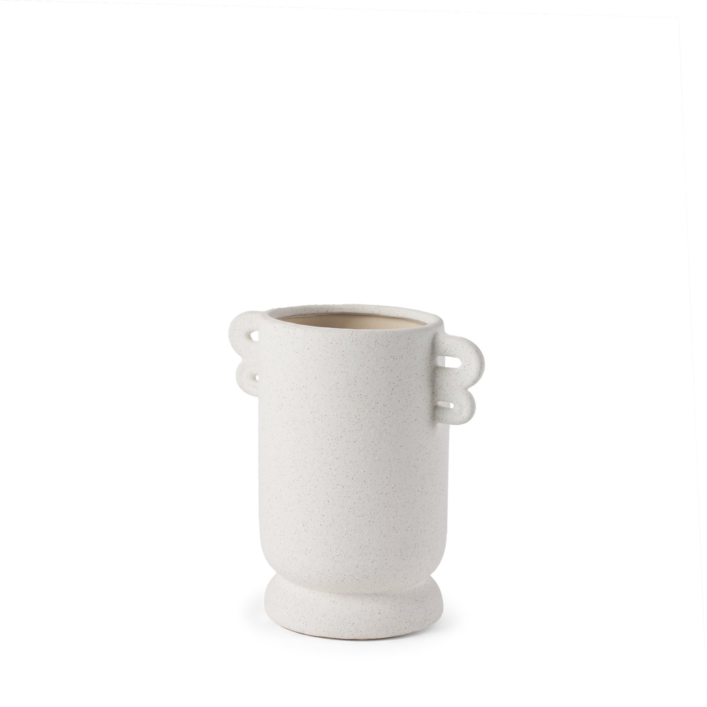 Dylan Small Textured Off White w/ Handles Ceramic Vase