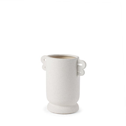 Dylan Small Textured Off White w/ Handles Ceramic Vase