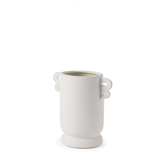 Dylan Small Textured Off White w/ Handles Ceramic Vase