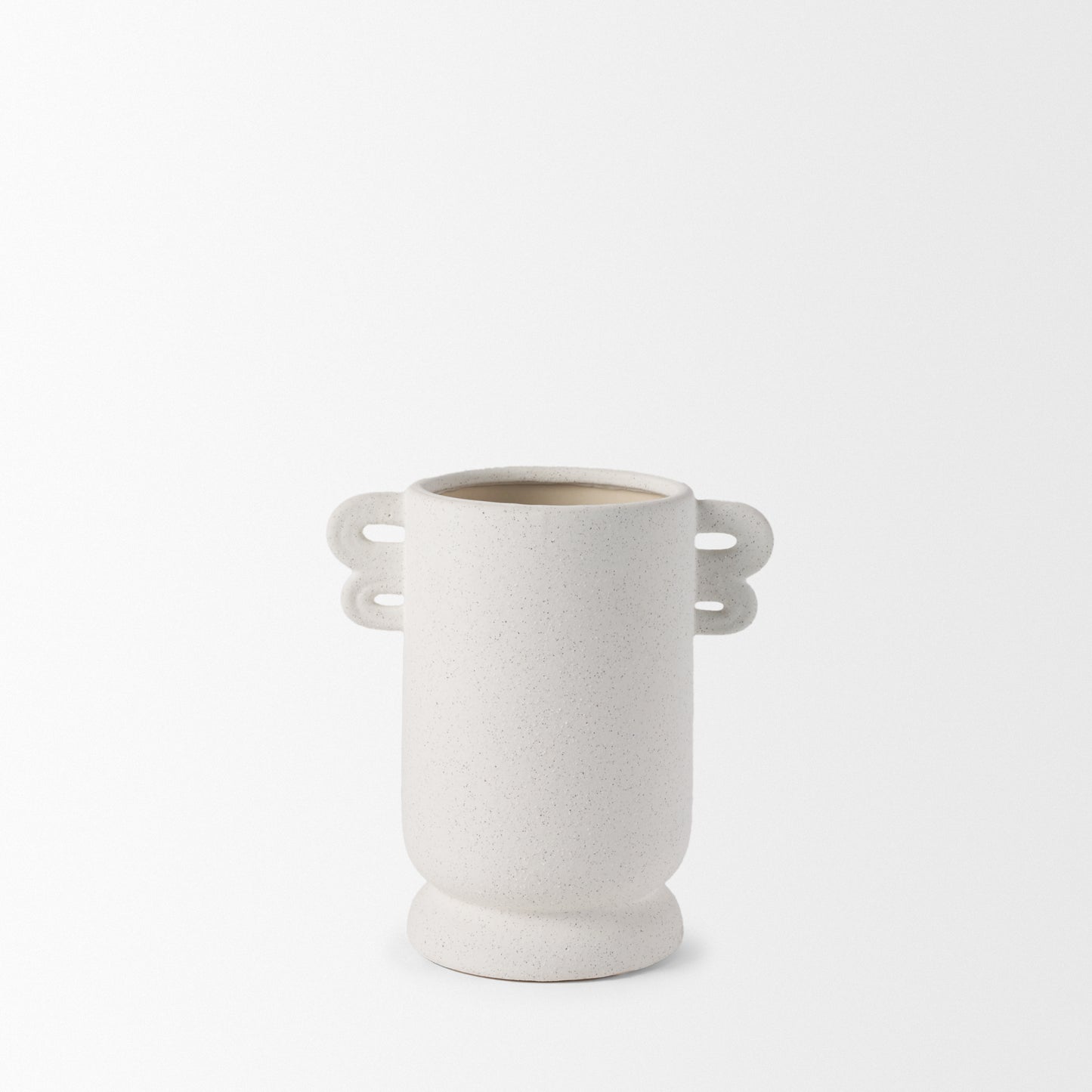 Dylan Small Textured Off White w/ Handles Ceramic Vase