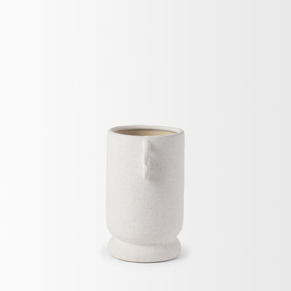 Dylan Small Textured Off White w/ Handles Ceramic Vase