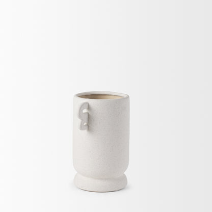 Dylan Small Textured Off White w/ Handles Ceramic Vase