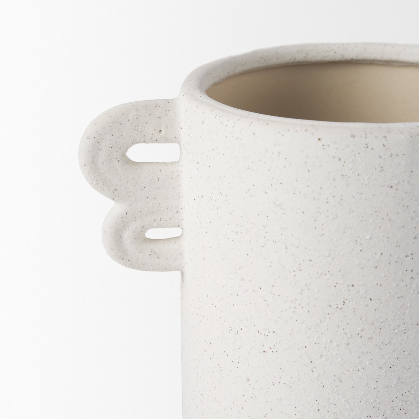 Dylan Small Textured Off White w/ Handles Ceramic Vase