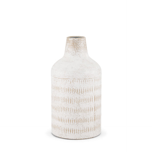 Tisha Small White W/ Terracotta Distressing Metal Vase