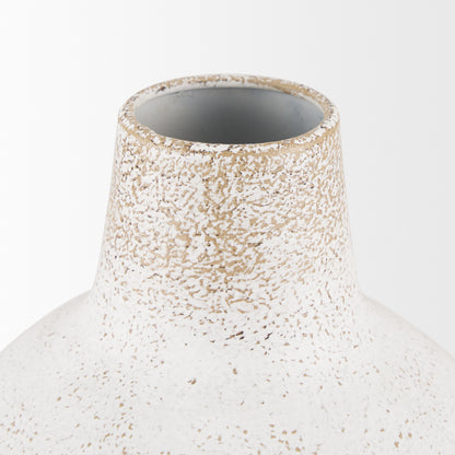 Tisha Small White W/ Terracotta Distressing Metal Vase
