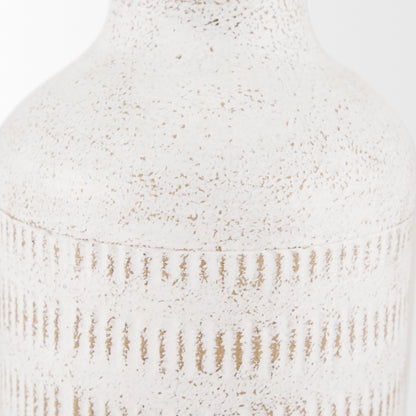 Tisha Small White W/ Terracotta Distressing Metal Vase