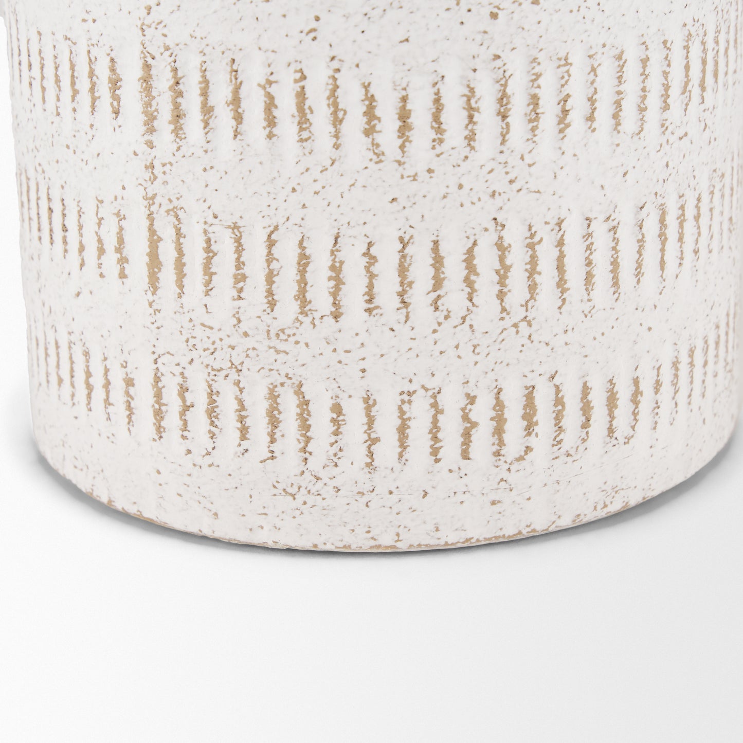 Tisha Small White W/ Terracotta Distressing Metal Vase