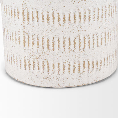 Tisha Small White W/ Terracotta Distressing Metal Vase