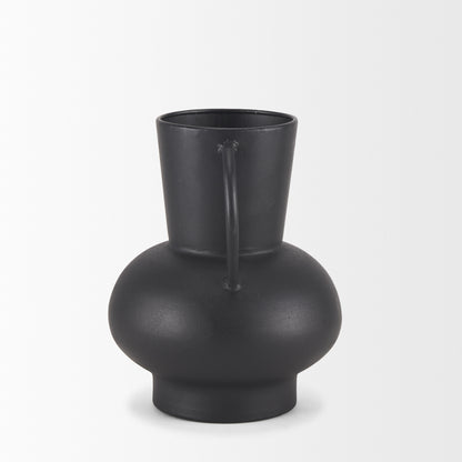 Tasya Small Matte Black Metal Vase