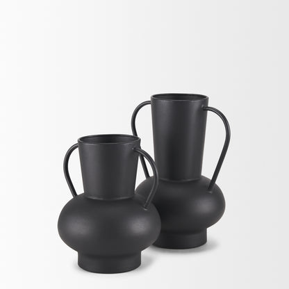 Tasya Small Matte Black Metal Vase
