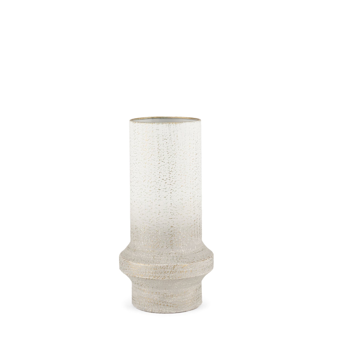 Tovah Small Textured White w/ Gold Metal Vase