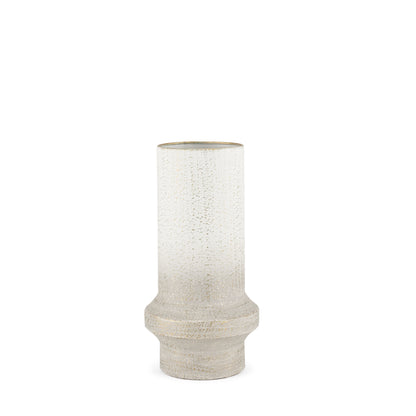 Tovah Small Textured White w/ Gold Metal Vase