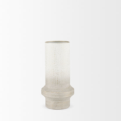 Tovah Small Textured White w/ Gold Metal Vase