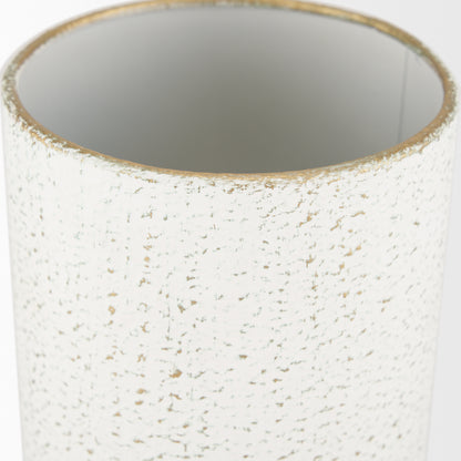 Tovah Small Textured White w/ Gold Metal Vase