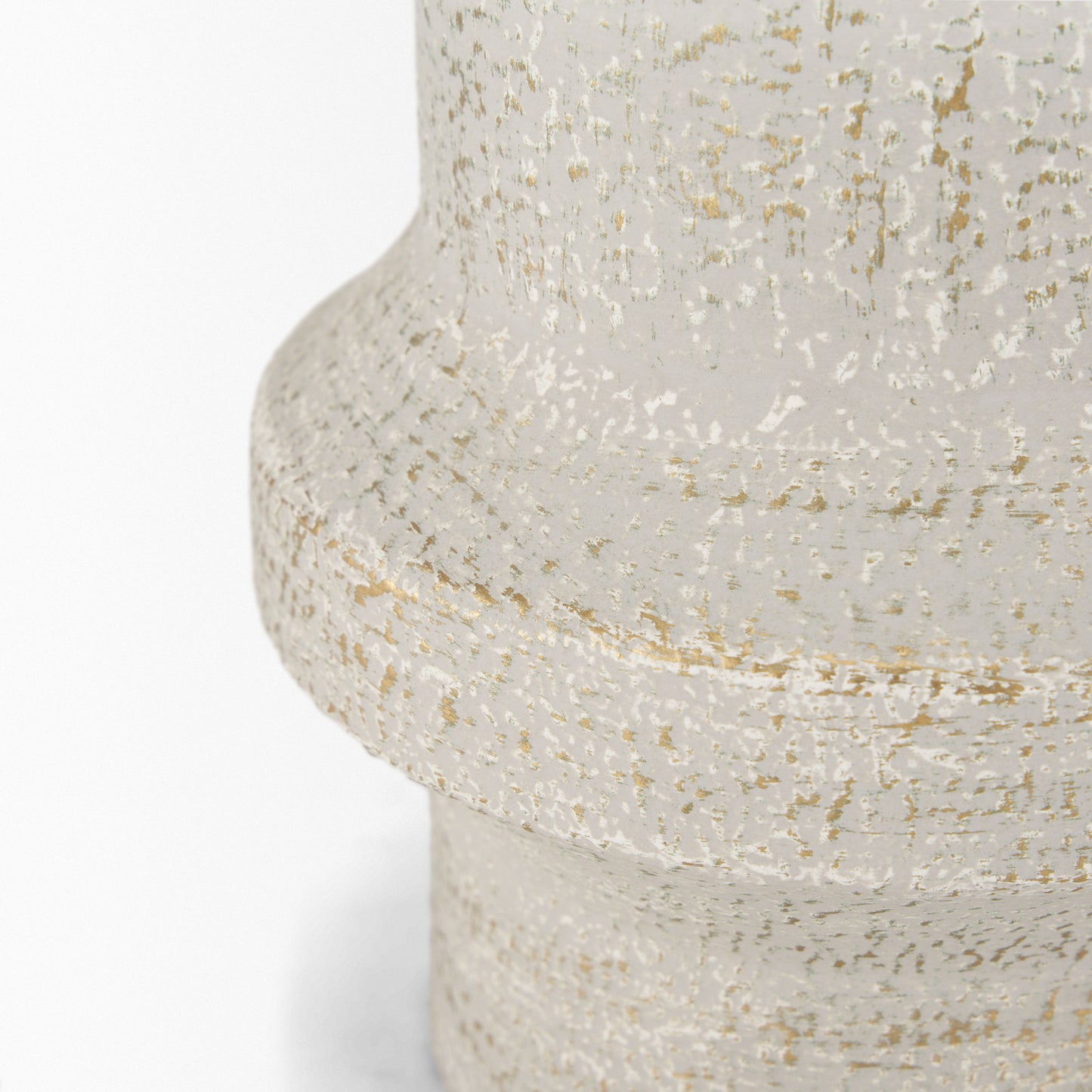 Tovah Small Textured White w/ Gold Metal Vase