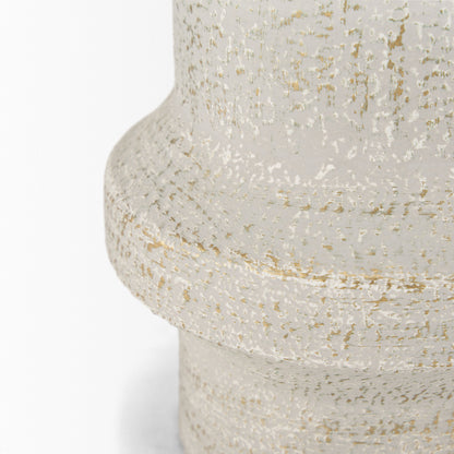 Tovah Small Textured White w/ Gold Metal Vase