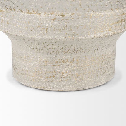 Tovah Small Textured White w/ Gold Metal Vase