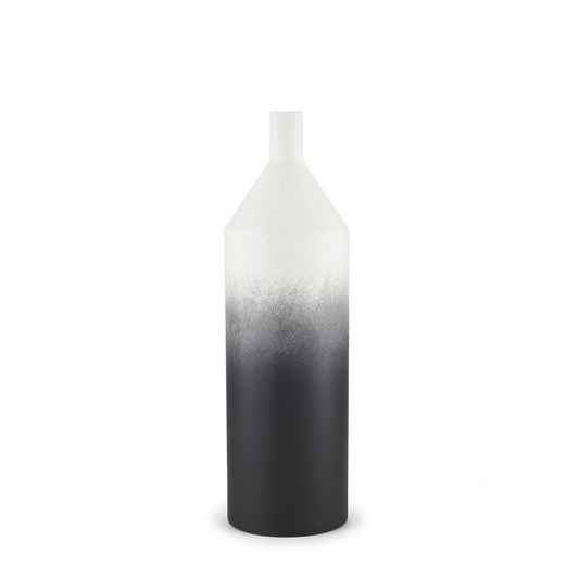 Townley Small White w/ Black Ombre Metal Vase