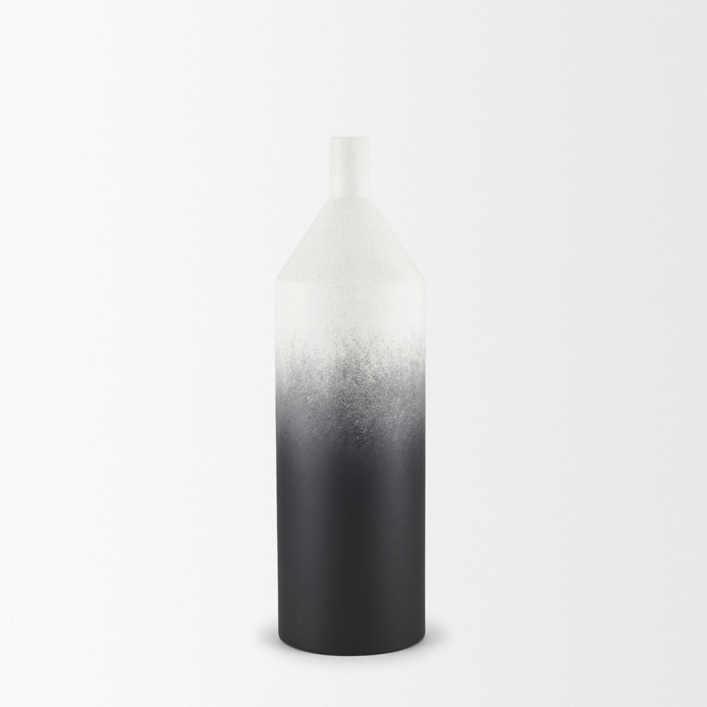 Townley Small White w/ Black Ombre Metal Vase