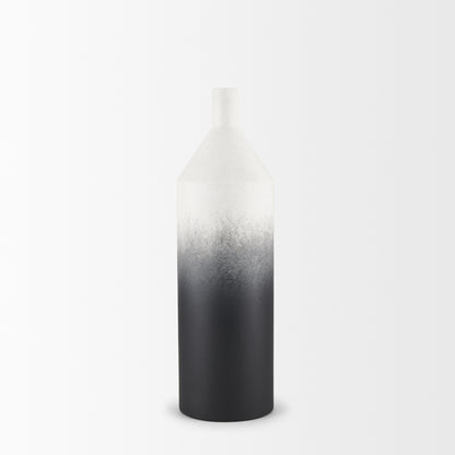 Townley Small White w/ Black Ombre Metal Vase