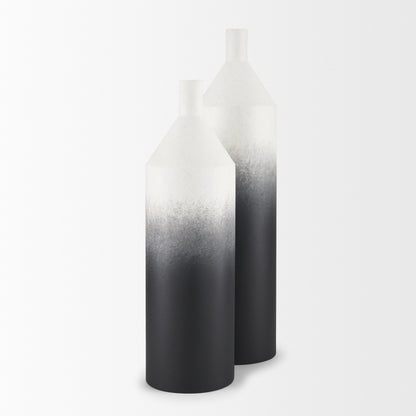 Townley Small White w/ Black Ombre Metal Vase
