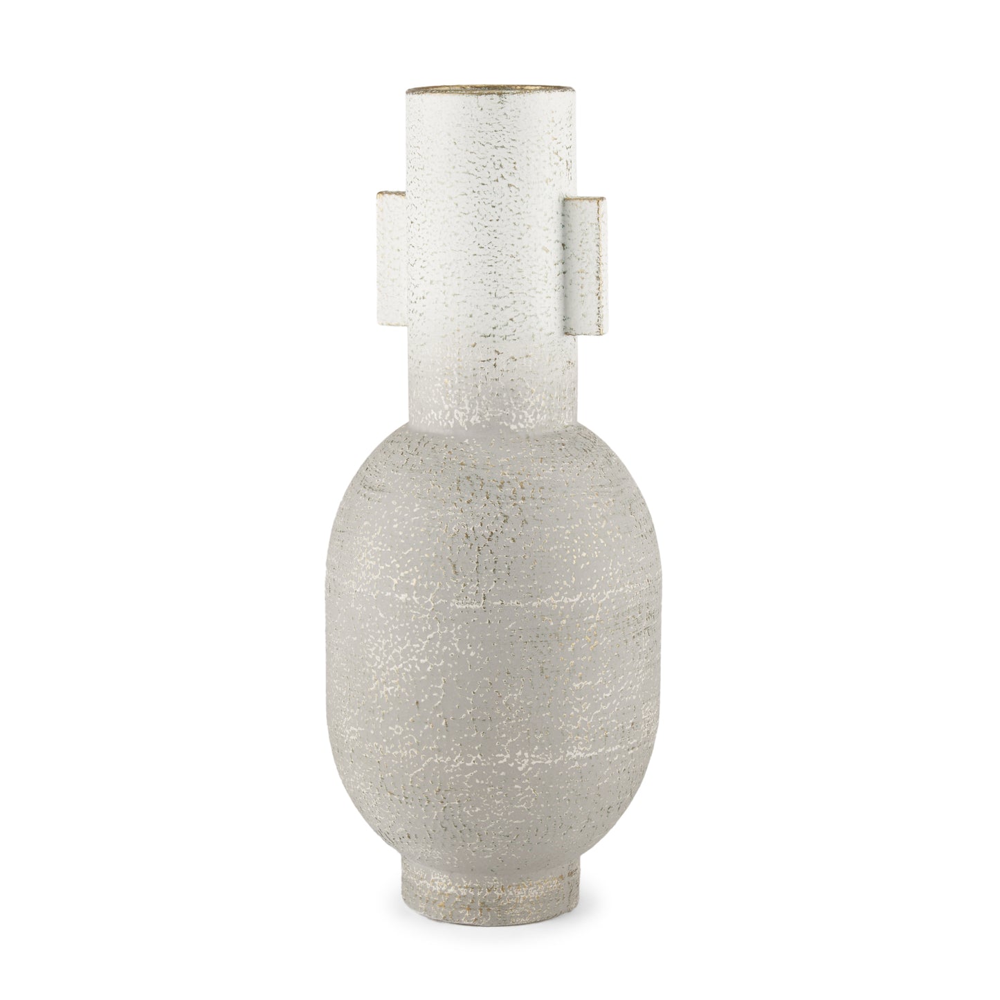 Torres Tall Textured Off White w/ Gold Metal Vase