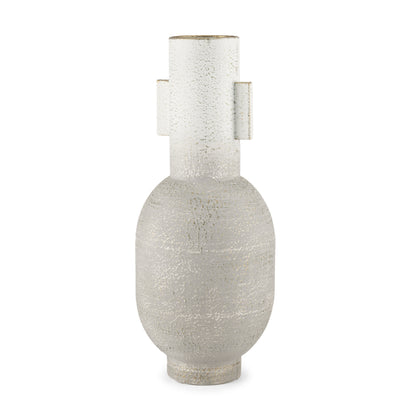 Torres Tall Textured Off White w/ Gold Metal Vase