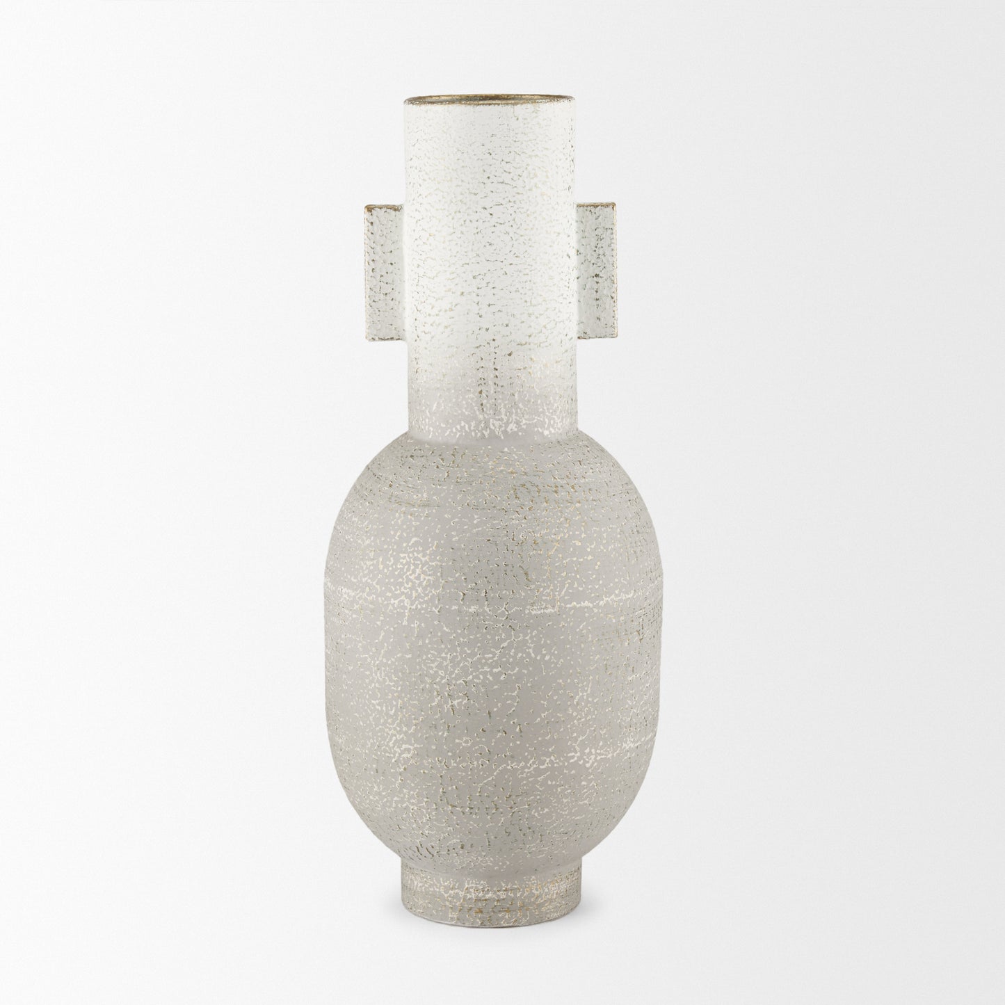 Torres Tall Textured Off White w/ Gold Metal Vase