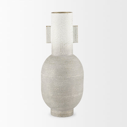 Torres Tall Textured Off White w/ Gold Metal Vase