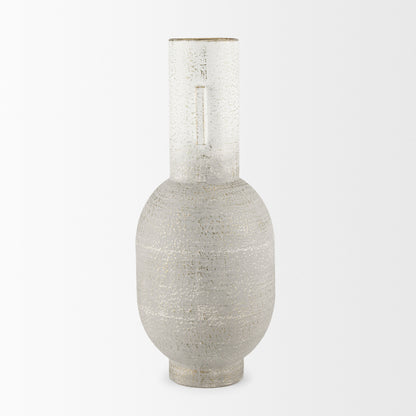 Torres Tall Textured Off White w/ Gold Metal Vase