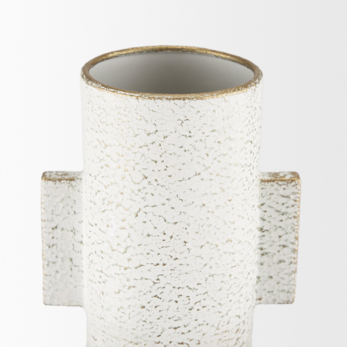 Torres Tall Textured Off White w/ Gold Metal Vase