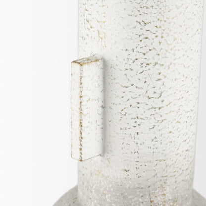 Torres Tall Textured Off White w/ Gold Metal Vase