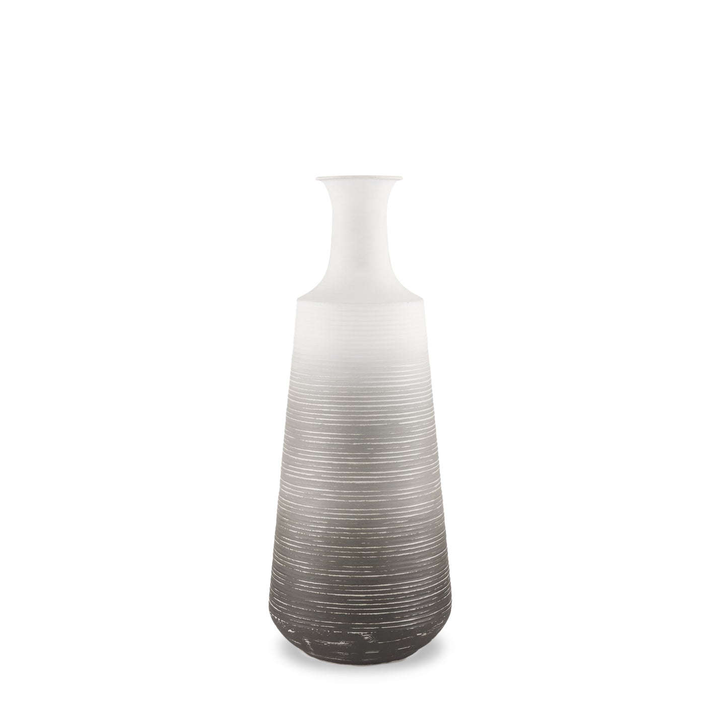 Toru Medium White w/ Grey Ombre Metal Vase
