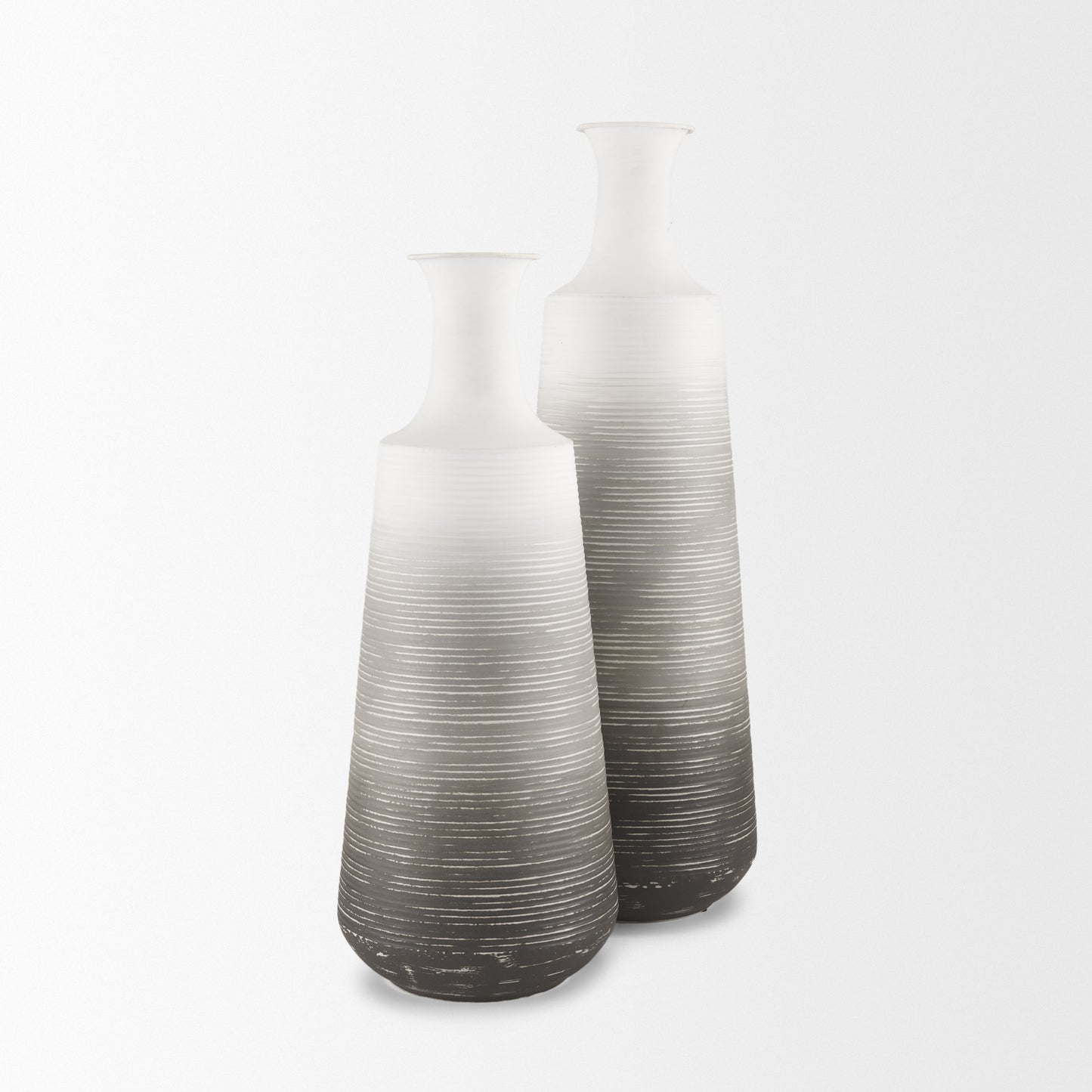 Toru Medium White w/ Grey Ombre Metal Vase