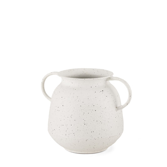 Treva Small White w/ Black Speckles Metal Vase