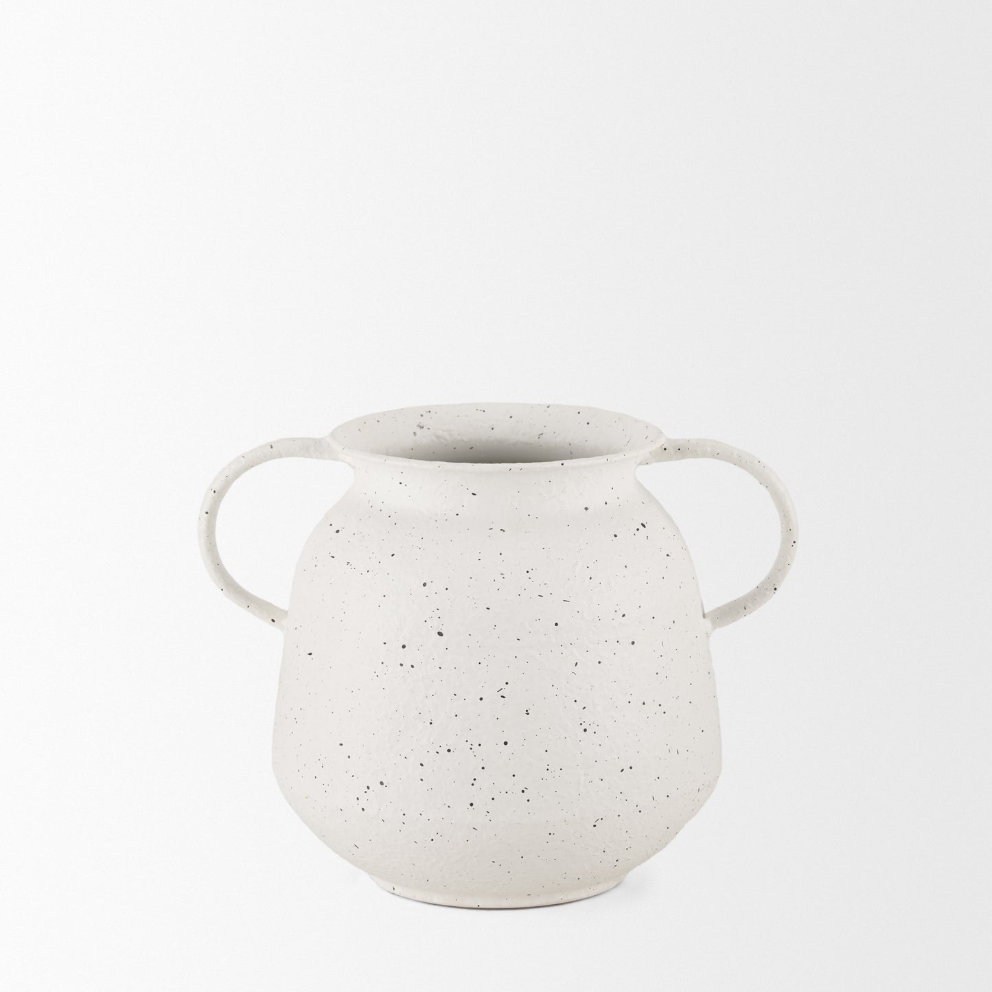 Treva Small White w/ Black Speckles Metal Vase