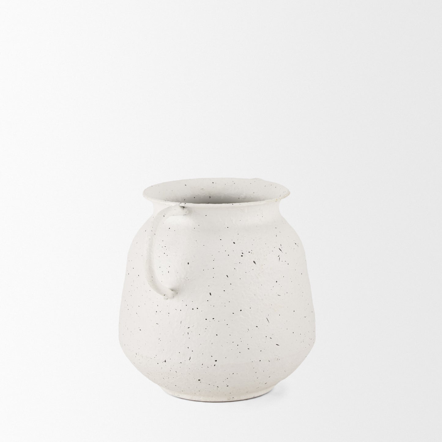 Treva Small White w/ Black Speckles Metal Vase