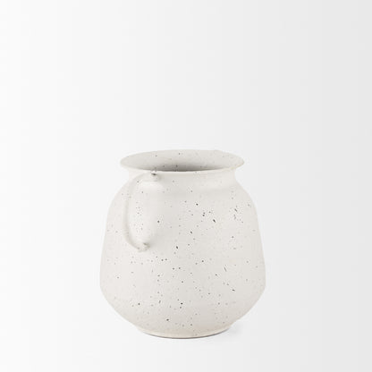 Treva Small White w/ Black Speckles Metal Vase