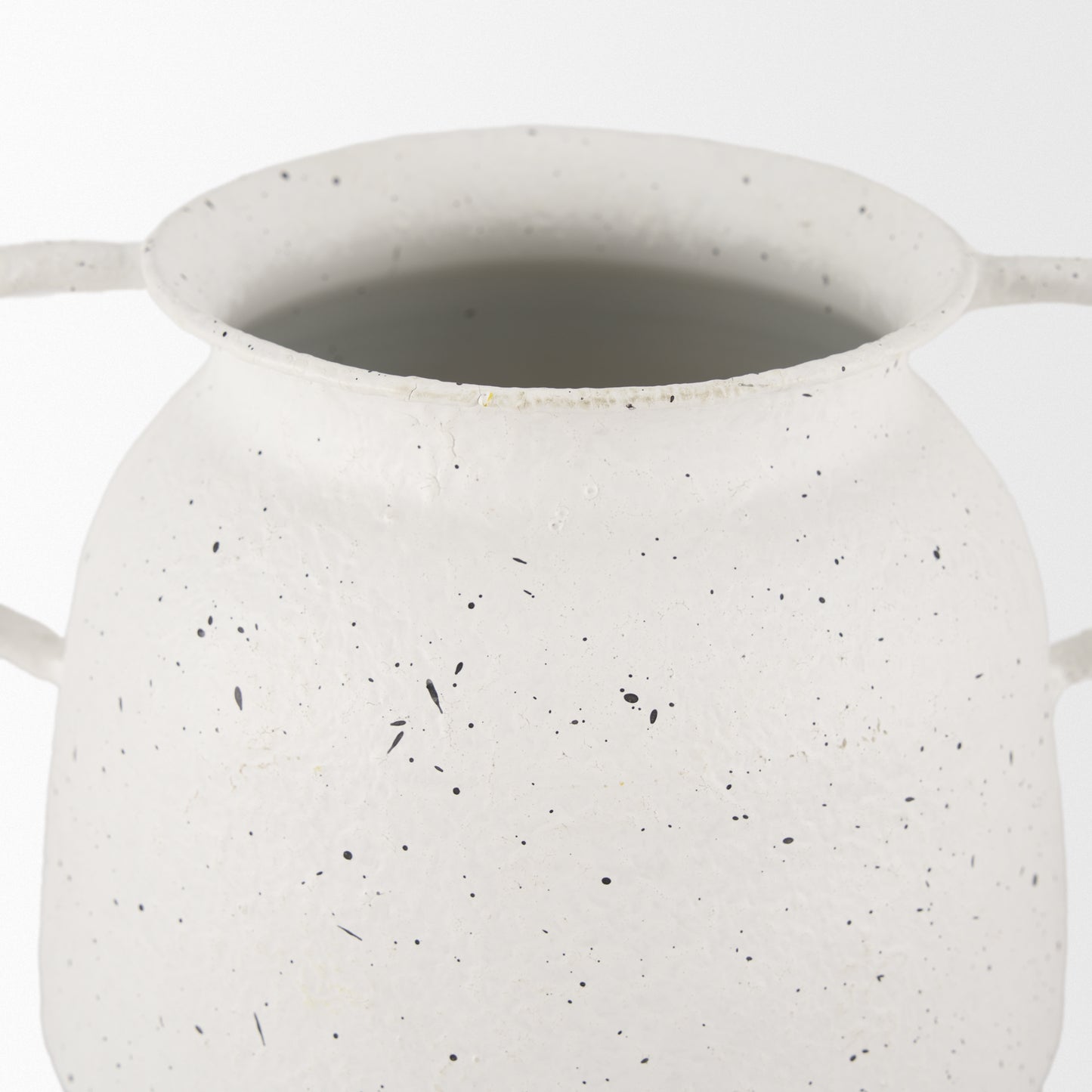 Treva Small White w/ Black Speckles Metal Vase