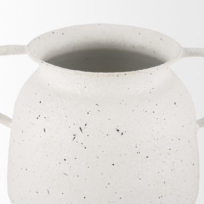 Treva Small White w/ Black Speckles Metal Vase