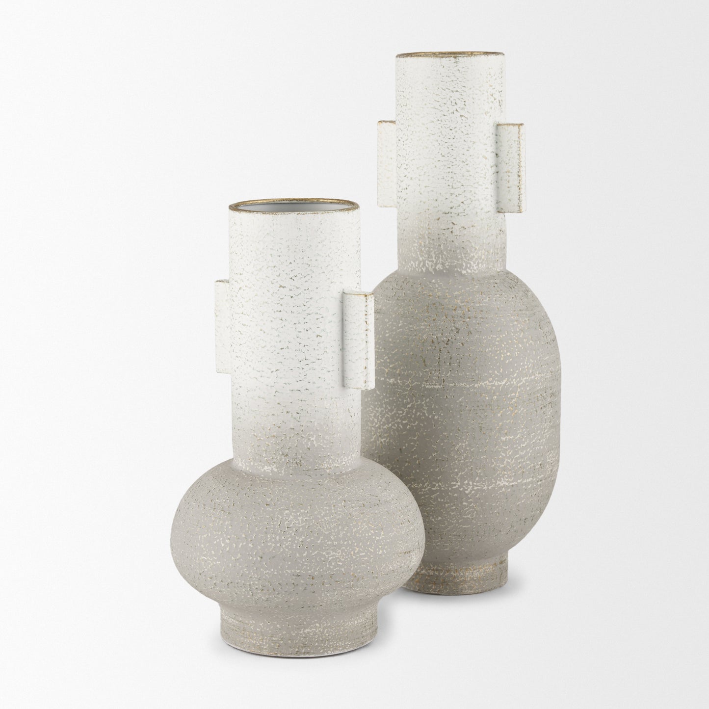 Torres Tall Textured Off White w/ Gold Metal Vase