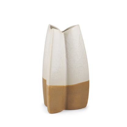 Vania Small Off White w/ Tan Textured Ceramic Vase