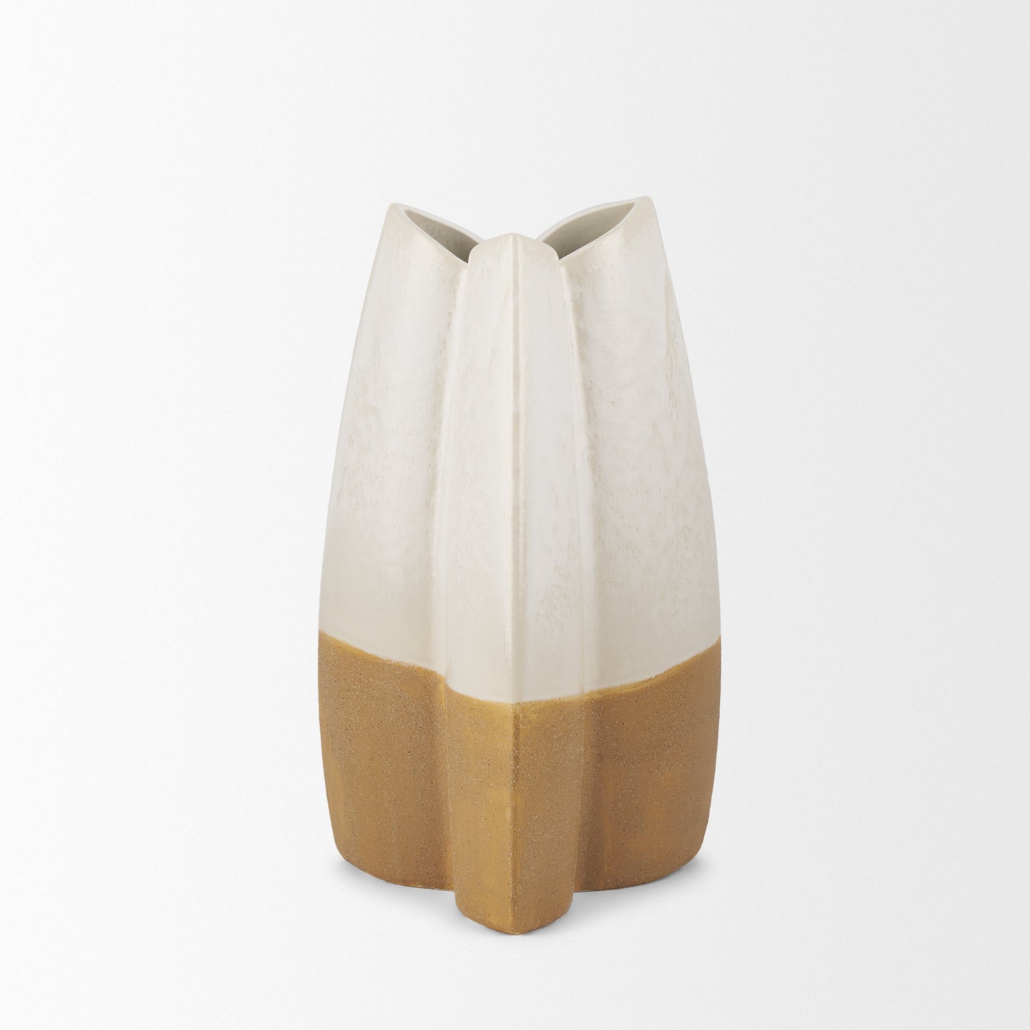 Vania Small Off White w/ Tan Textured Ceramic Vase