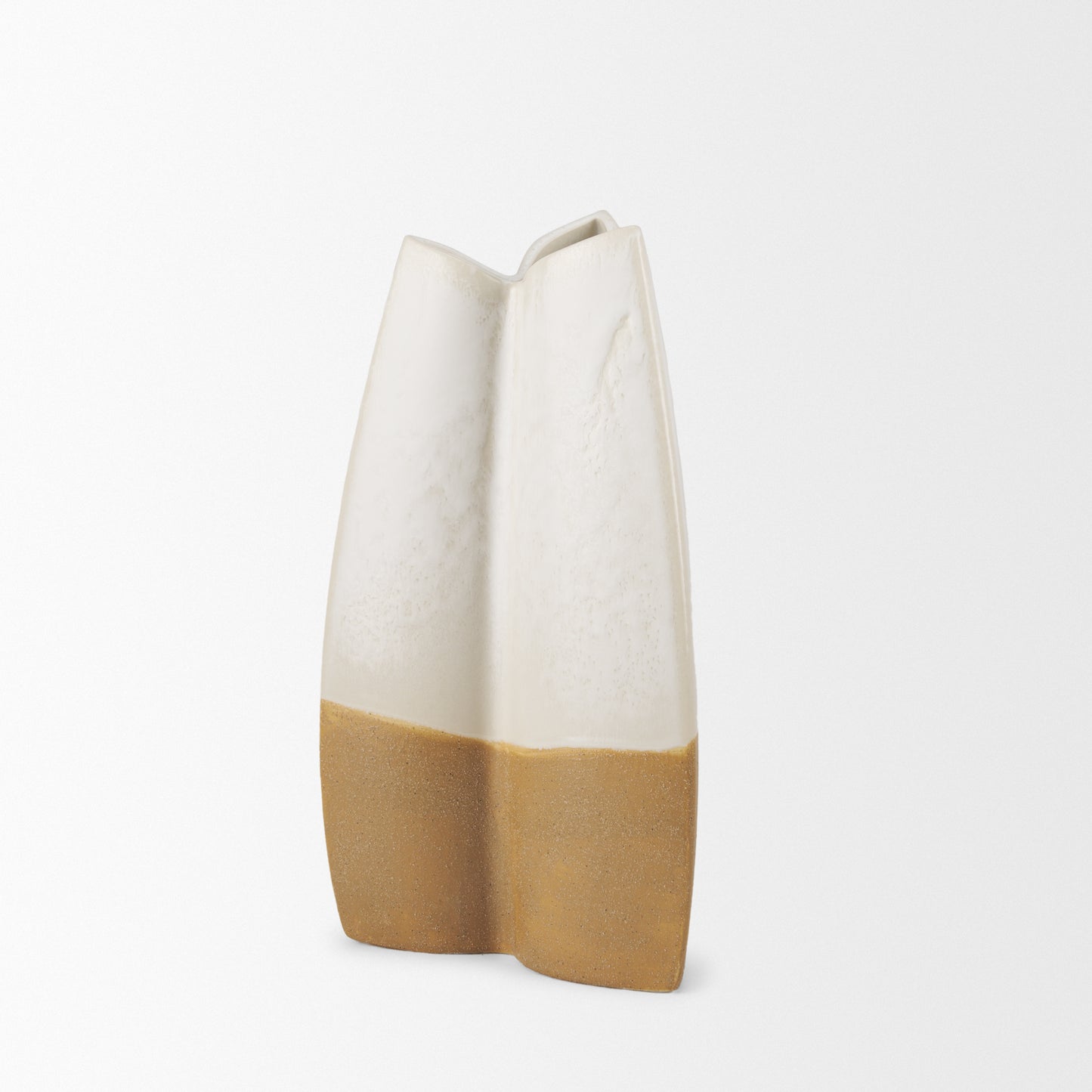 Vania Small Off White w/ Tan Textured Ceramic Vase
