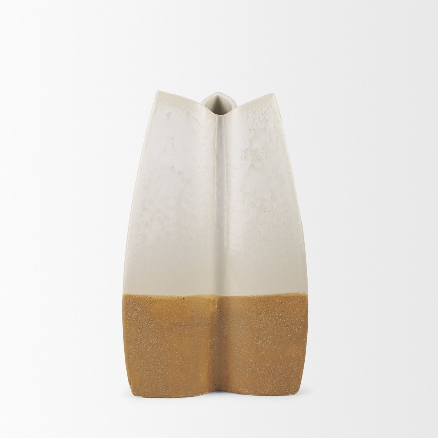 Vania Small Off White w/ Tan Textured Ceramic Vase