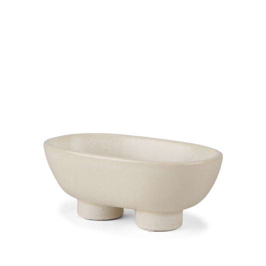 Tyren Cream Glazed Decorative Oblong Ceramic Bowl