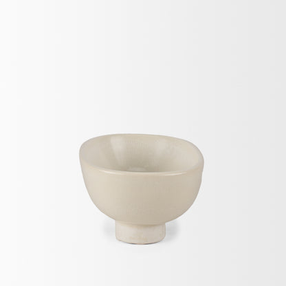 Tyren Cream Glazed Decorative Oblong Ceramic Bowl
